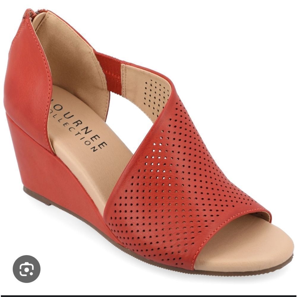 NWOT Journee Collection Women's Red Wedge Sandals Size 11WD